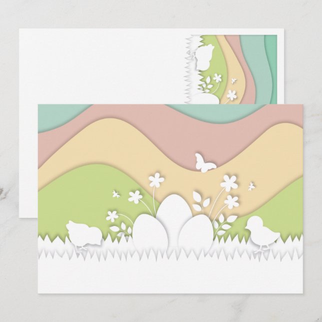 Happy easter chicks and egg in nature (Front/Back)