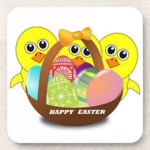 "HAPPY EASTER" CHICKS COASTER