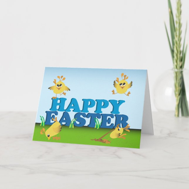 Happy Easter Chicks Holiday Card (Front)