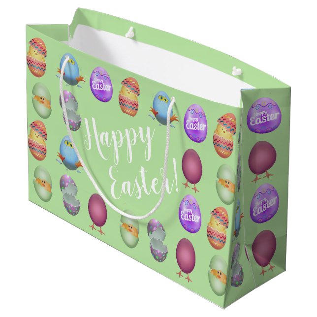 Happy Easter Chicks Large Gift Bag (Back Angled)