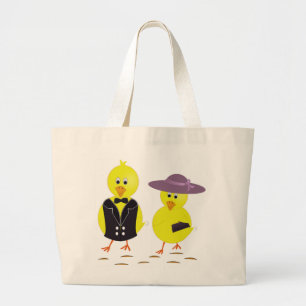"HAPPY EASTER" CHICKS LARGE TOTE BAG