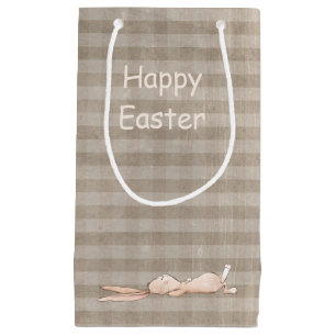 Happy Easter Chill Bunny Rabbit Gingham  Small Gift Bag
