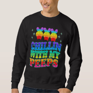 Happy Easter Chillin With My Pe Eps Cute Pop It Bu Sweatshirt