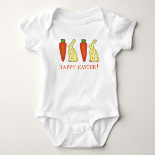 Happy Easter Chocolate Bunny Bunnies Orange Carrot Baby Bodysuit