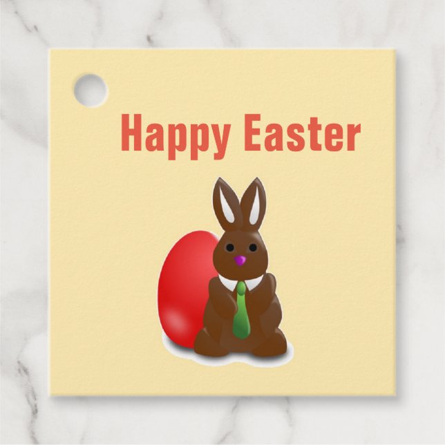 Happy easter chocolate bunny favour tags (Front)