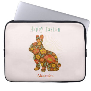Happy Easter Chocolate Bunny Personalised Gold Laptop Sleeve