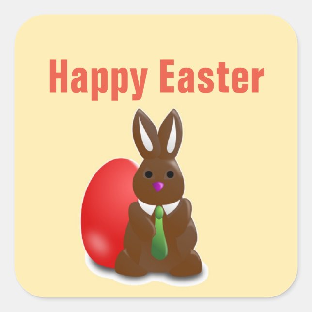 Happy easter chocolate bunny square sticker (Front)