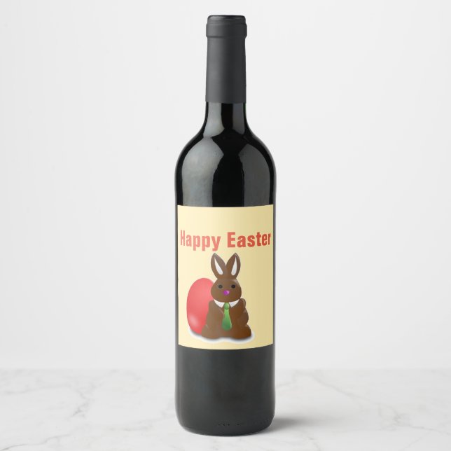Happy easter chocolate bunny wine label (Front)