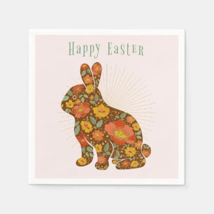 Happy Easter Chocolate Bunny Yellow Gold Napkin