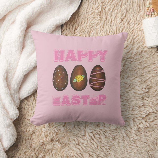 Happy Easter Chocolate Buttercream Candy Egg  Cushion (Blanket)