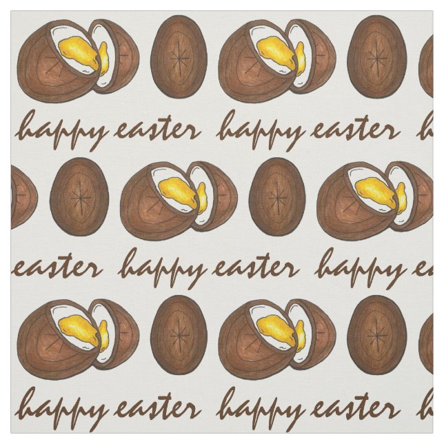 Happy Easter Chocolate Cream Egg Candy Sweets Fabric (Swatch)