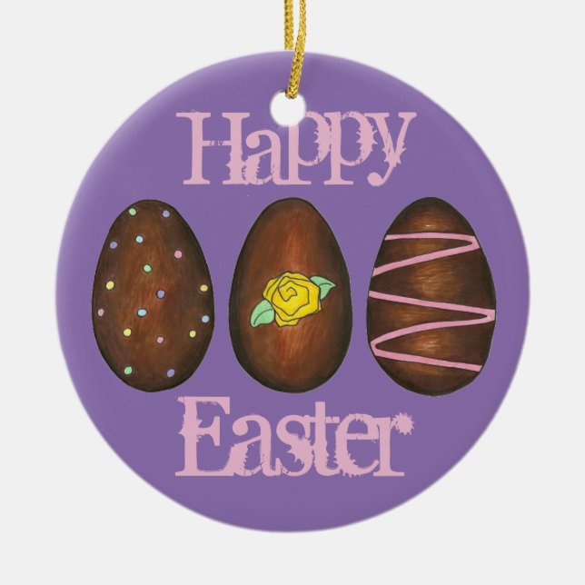 Happy Easter Chocolate Cream Egg Eggs Ornament (Front)