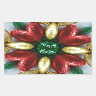 Happy Easter Chocolate Eggs Kaleidoscope Flower Rectangular Sticker