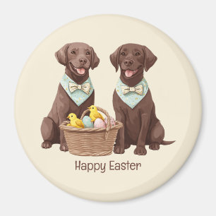 Happy Easter Chocolate Labrador Retriever Dogs Magnet