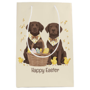 Happy Easter Chocolate Labrador Retriever Dogs Medium Gift Bag