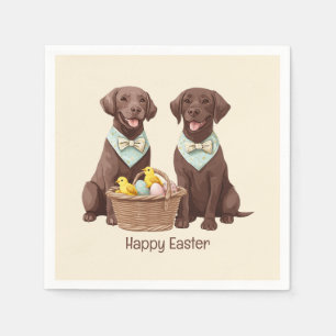 Happy Easter Chocolate Labrador Retriever Dogs Napkin