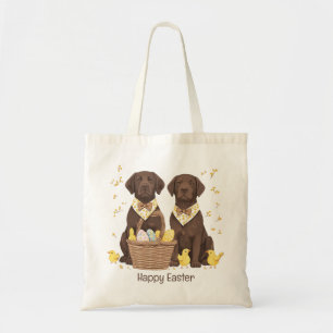 Happy Easter Chocolate Labrador Retriever Dogs Tote Bag