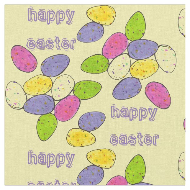 Happy Easter Chocolate Malted Egg Candy Sweets Fabric (Close Up)