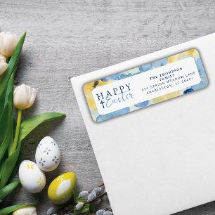 Happy Easter Christian Spring Floral Blue