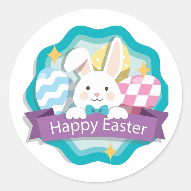 Happy Easter Classic Round Sticker (Front)