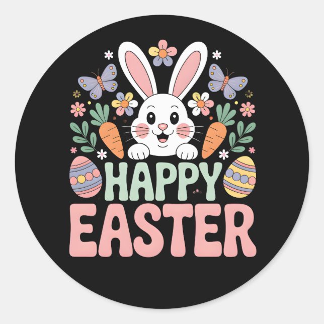 HAPPY EASTER CLASSIC ROUND STICKER (Front)