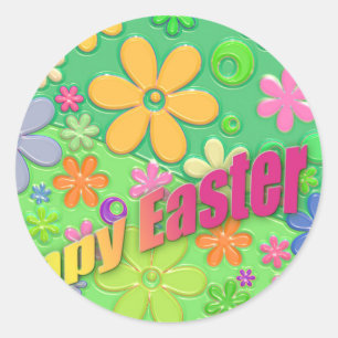 happy easter classic round sticker