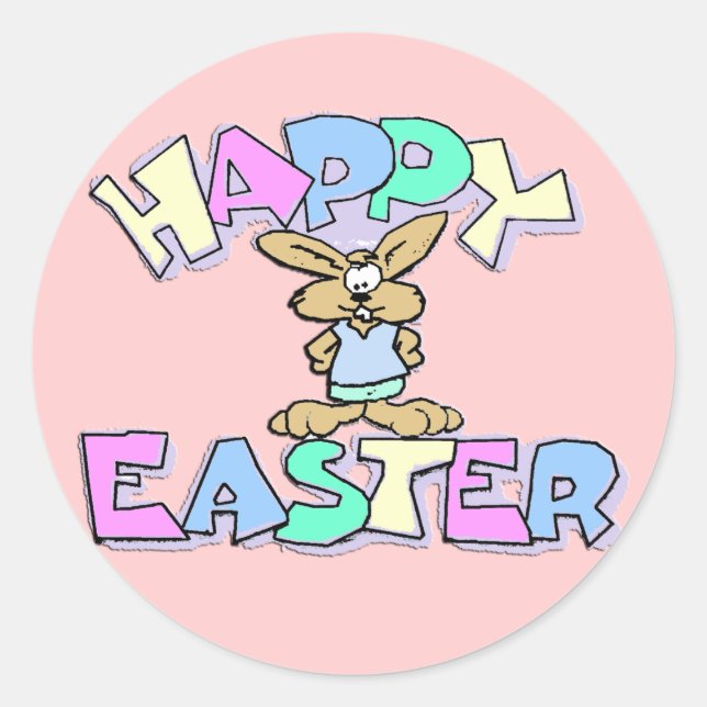 Happy Easter Classic Round Sticker (Front)