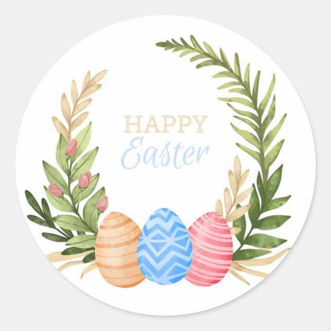 Happy Easter Classic Round Sticker (Front)