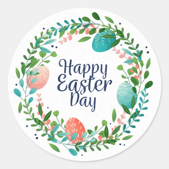 Happy Easter Classic Round Sticker (Front)