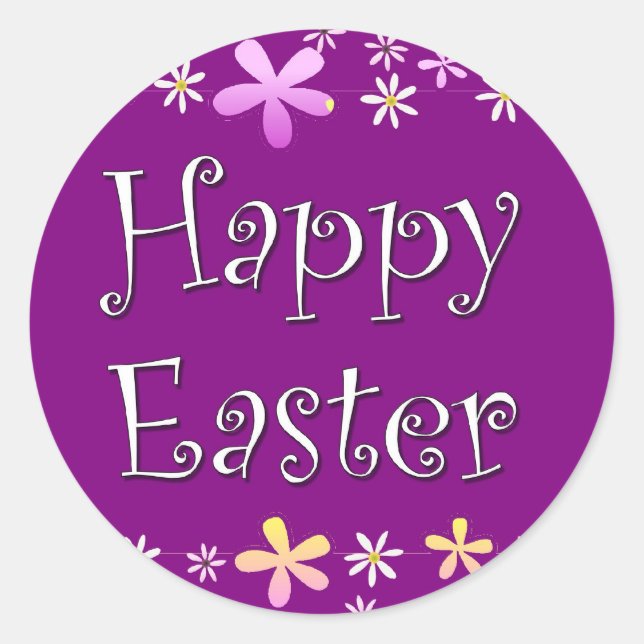 Happy Easter Classic Round Sticker (Front)