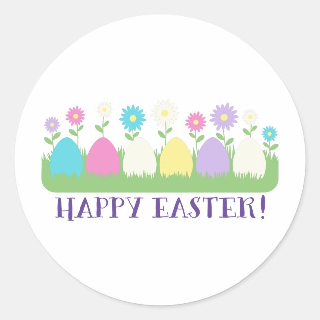 Happy Easter Classic Round Sticker (Front)