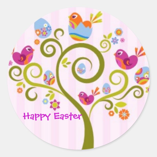 Happy Easter Classic Round Sticker (Front)