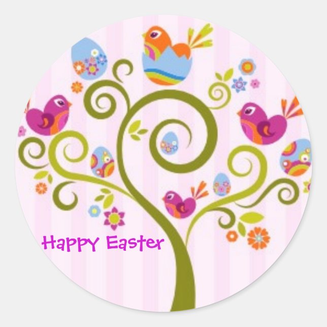 Happy Easter Classic Round Sticker (Front)