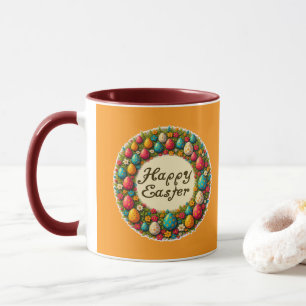 Happy Easter – Classic Wreath Design caneca Mug