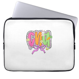 Happy Easter CNA Nurse Coquette Bow Bunny Eggs Wom Laptop Sleeve