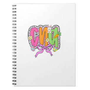 Happy Easter CNA Nurse Coquette Bow Bunny Eggs Wom Notebook