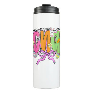 Happy Easter CNA Nurse Coquette Bow Bunny Eggs Wom Thermal Tumbler