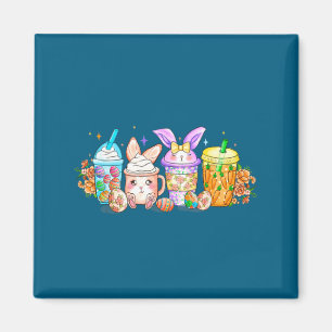 Happy Easter Coffee For Women Bunny Latte Easter Magnet