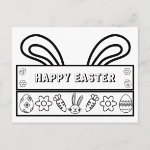 Happy Easter - Colorable Postcard for Kids
