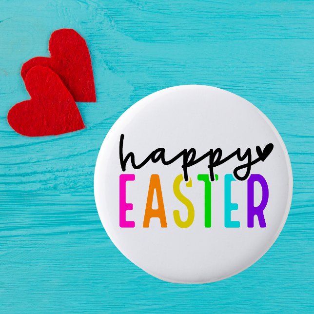 Happy Easter colorful 6 Cm Round Badge (Creator Uploaded)