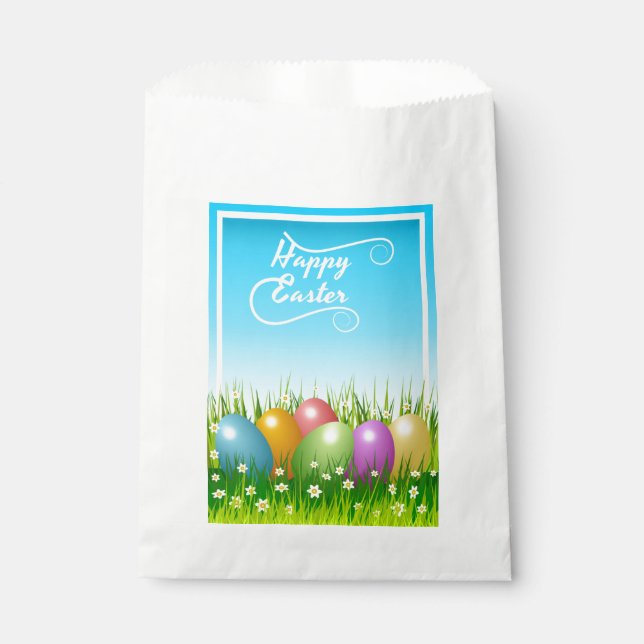 "HAPPY EASTER" COLORFUL EASTER EGGS FAVOUR BAGS (Front)