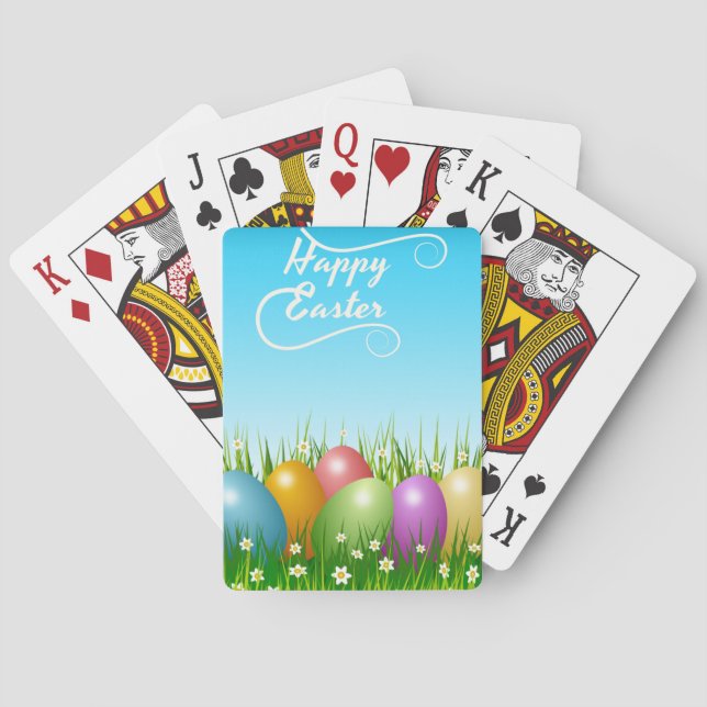"HAPPY EASTER" COLORFUL EASTER EGGS PLAYING CARDS (Back)