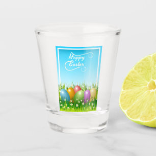 "HAPPY EASTER" COLORFUL EASTER EGGS SHOT GLASS