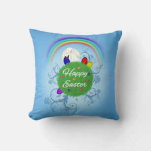 Happy Easter Colorful Planet Cushion