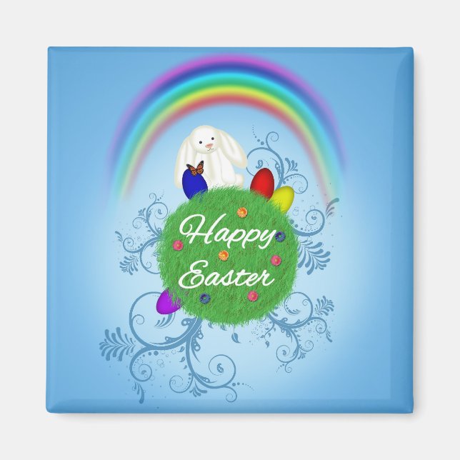 Happy Easter Colorful Planet Magnet (Front)