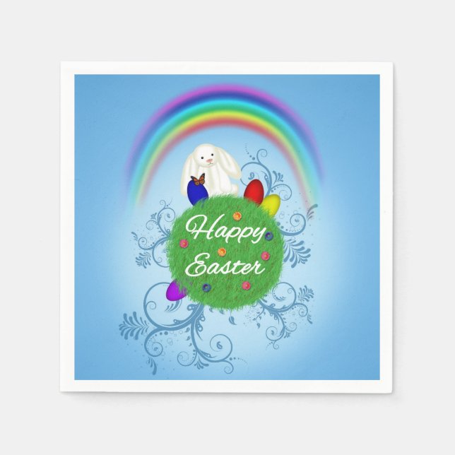 Happy Easter Colorful Planet Napkin (Front)