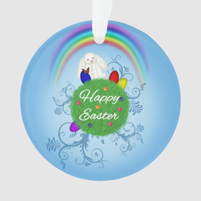 Happy Easter Colorful Planet Ornament (Front)