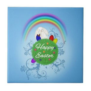 Happy Easter Colorful Planet Tile