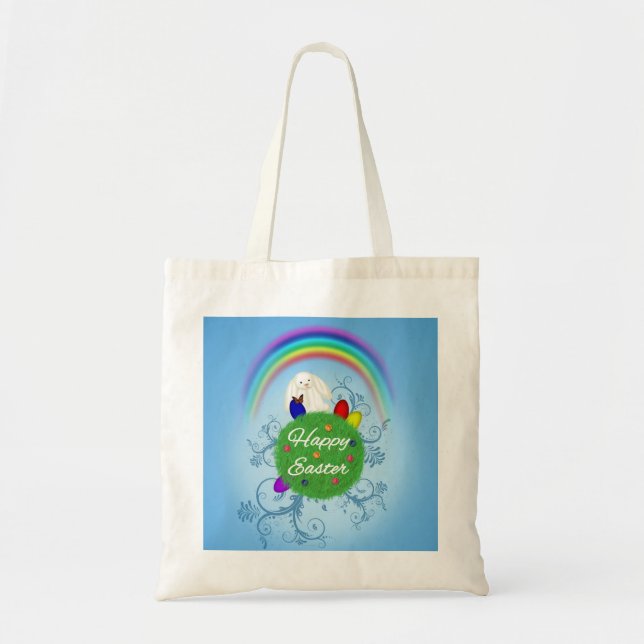Happy Easter Colorful Planet Tote Bag (Front)