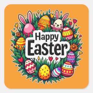 Happy Easter – Colorful Spring Design Autocolante Square Sticker